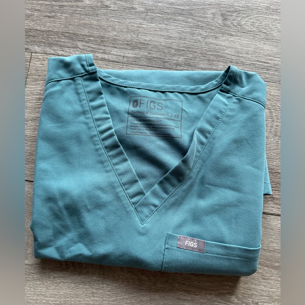 Figs Ocean Blue V-Neck Scrub Top